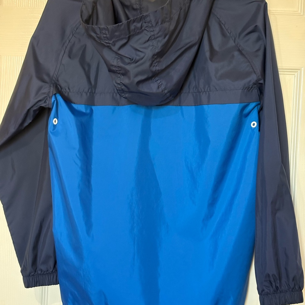 Old Navy Blue and Black Rain Jacket Windbreaker Hooded Full Zip Blue Size 14-16 - Picture 10 of 11
